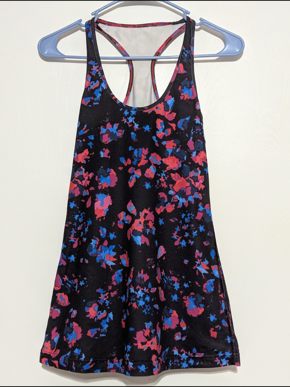 lululemon athletica Black Floral-Print Racerback Tank with Pink & Blue Accents